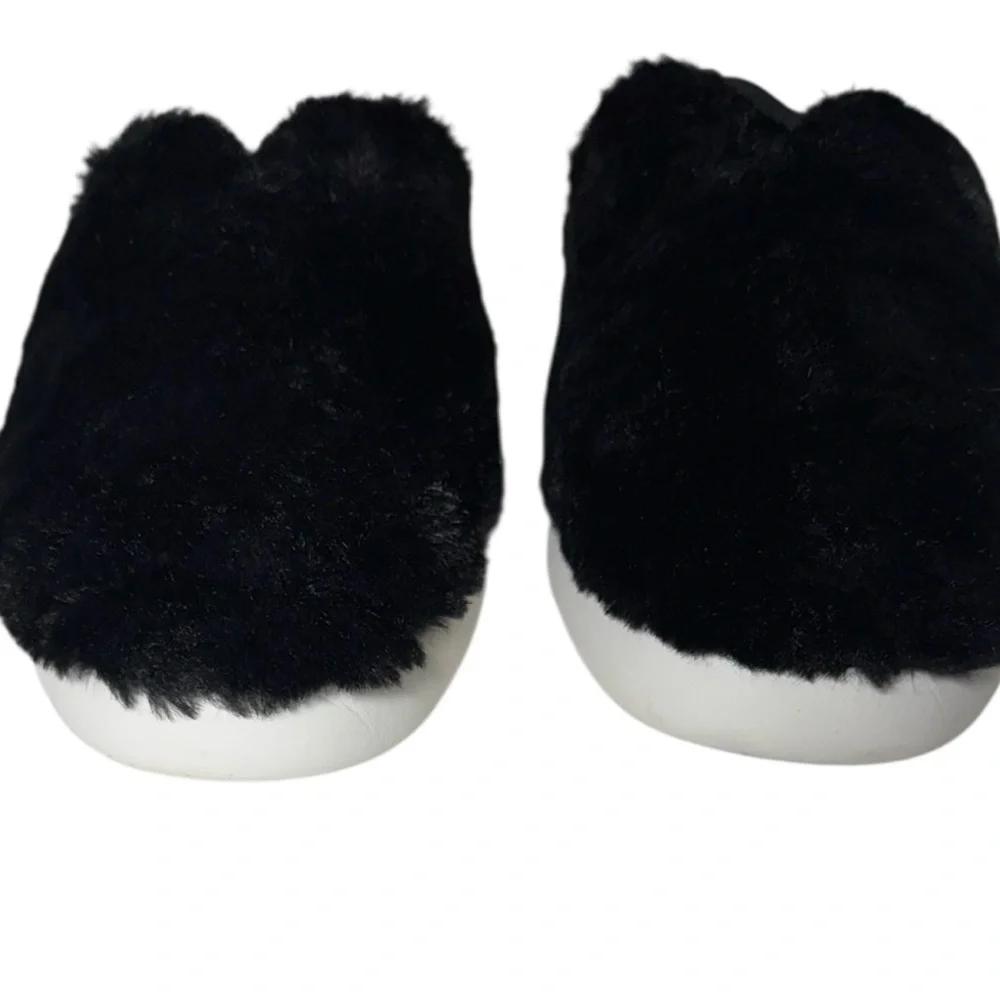Toms Alpargata Mallow Mule Fluff Slippers Black Faux Fur Women's Size 10 NWOT - Picture 4 of 14